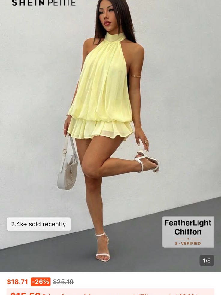 Willa Halter Mini Dress in Sunshine Yellow Yellow 1