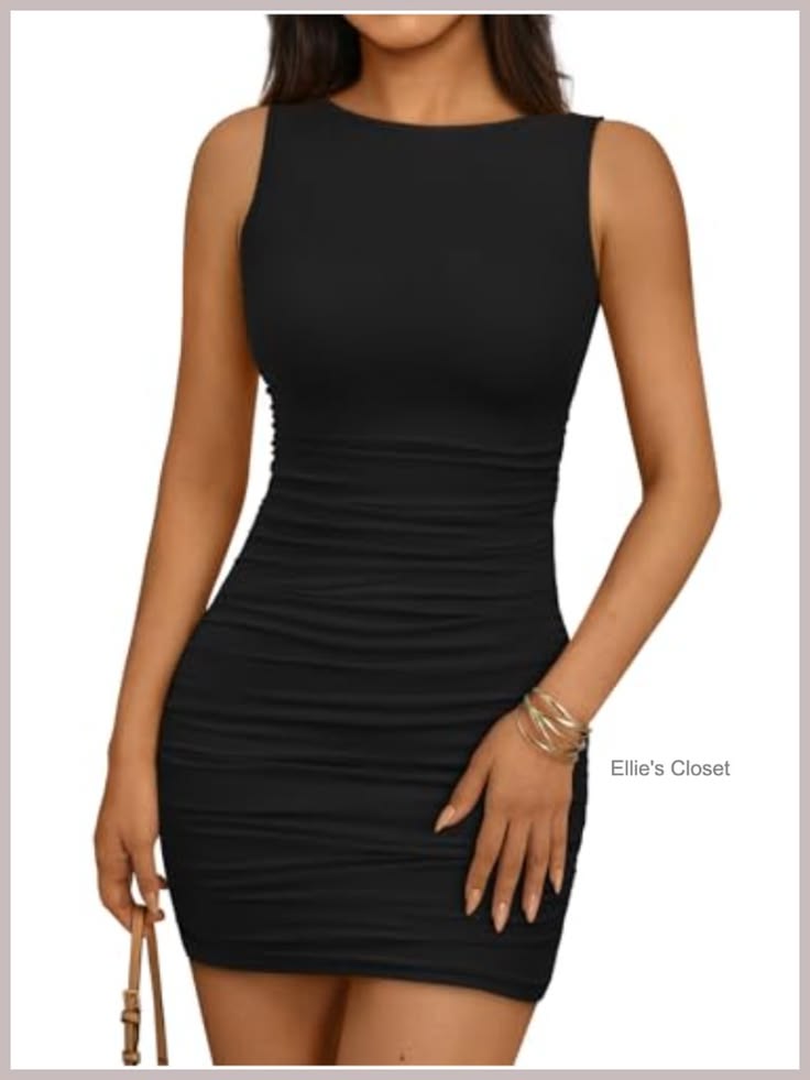 Isabella Ruched Bodycon Mini Dress Black 1