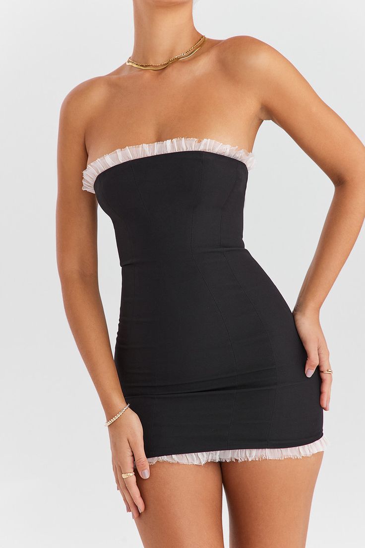 Evangeline Strapless Mini Dress Black 1