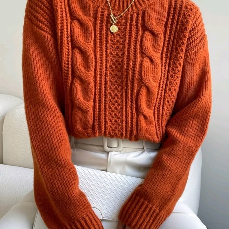 Margot Cable Knit Sweater Orange 1