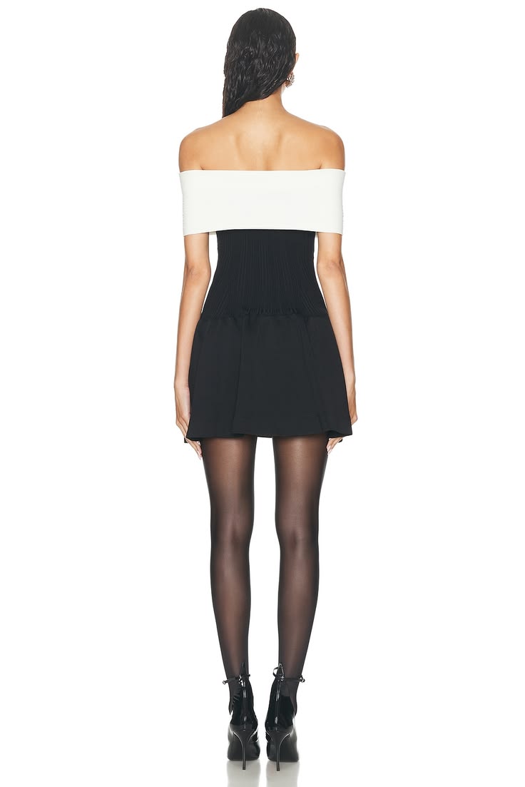 Arabella Bow Knit Mini Dress Black 1