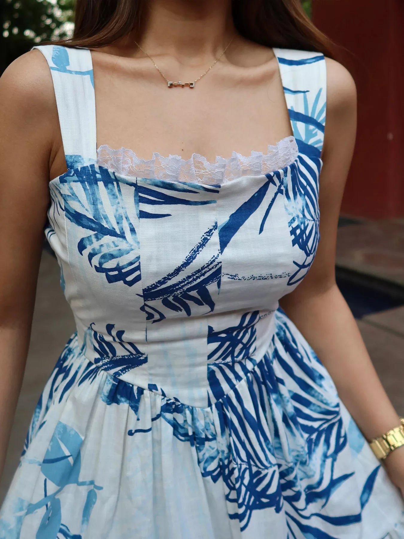 Isabelle Tropical Tiered Maxi Dress Blue 5