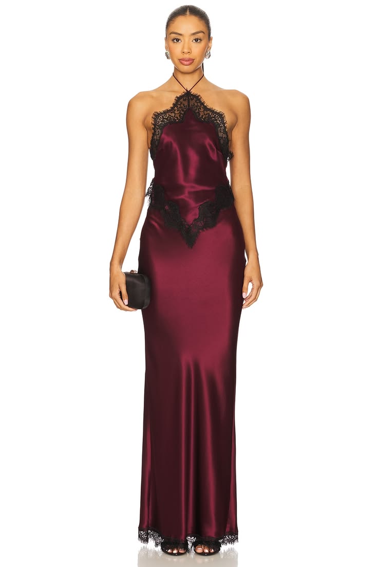Everly Satin Colour-Block Midi Dress Black 1