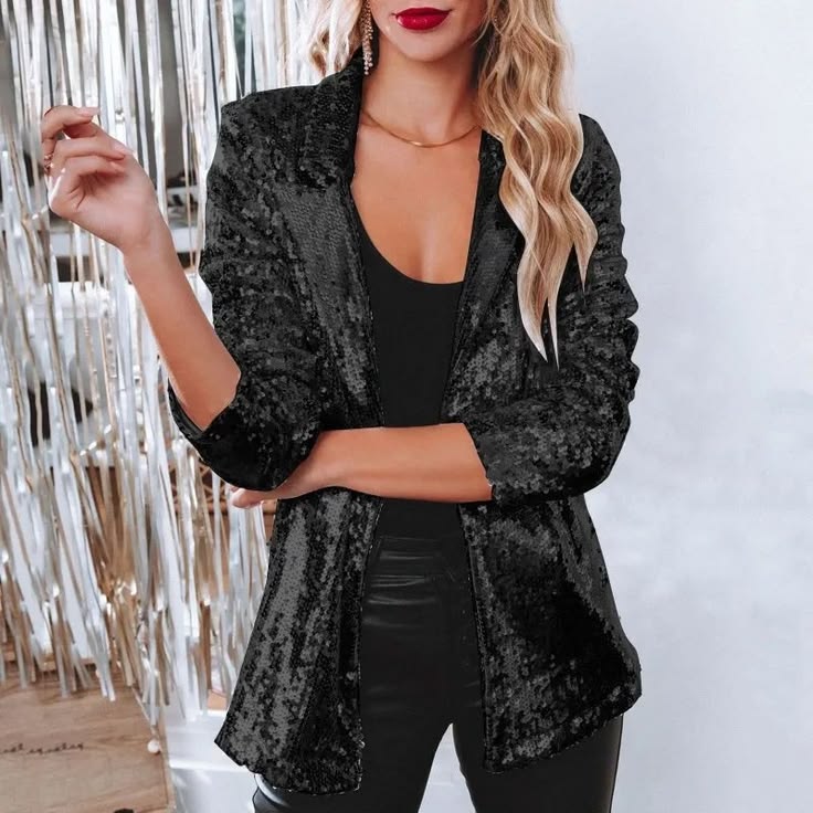 Reva Sequin Blazer Black 1