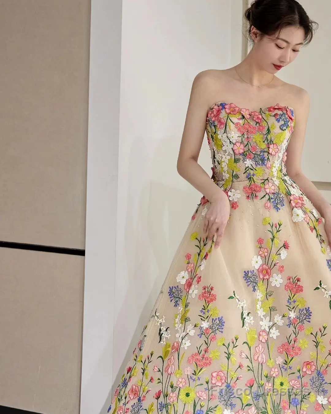 Isabelle Floral Tea-Length Dress line Party Dresses, Newest Girl Graduation Dresses, Unique Prom Dresses, Newest Prom Dresses 2