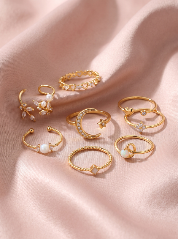 Boho | Silver and Gold Ring Set (10 Pairs)
