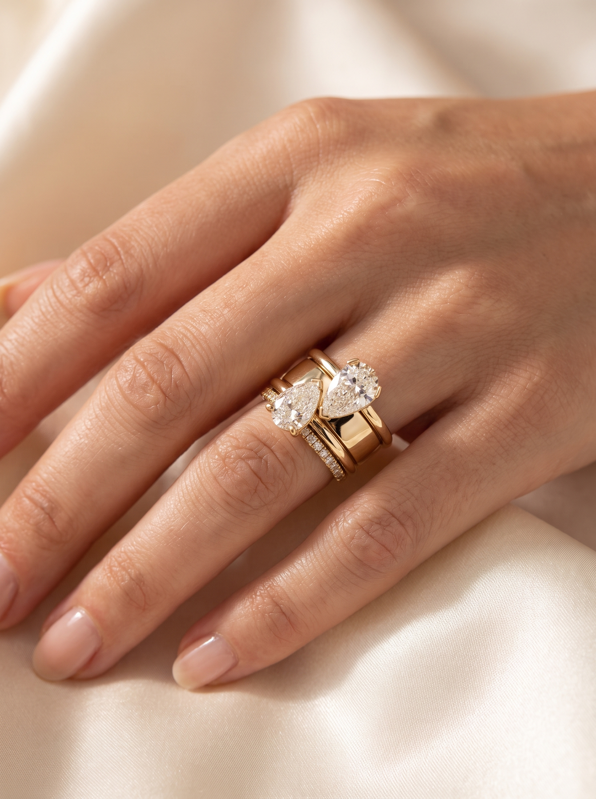 Vintage Double Zirconia Drop Ring Multi 2