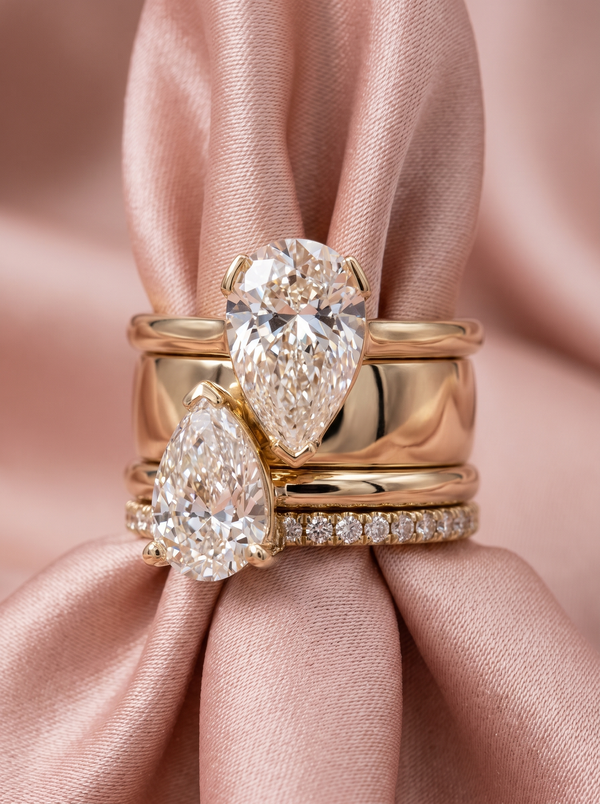 Vintage Double Zirconia Drop Ring