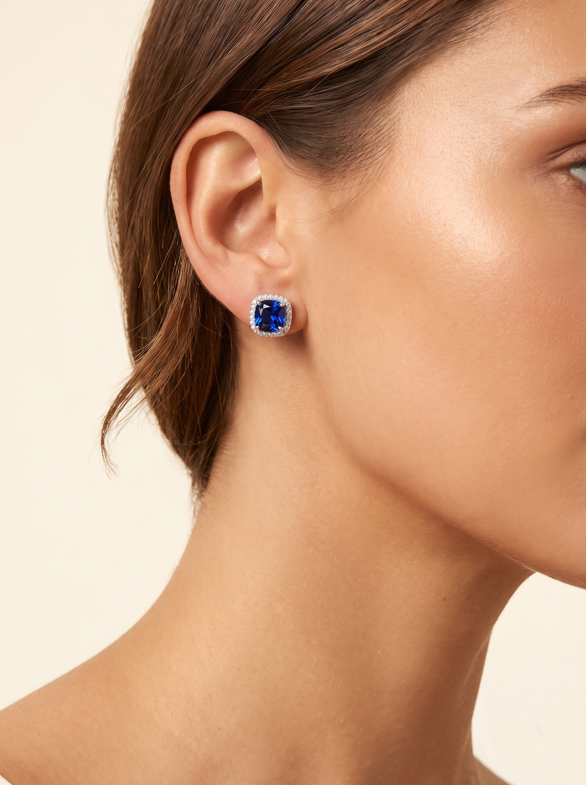 Celeste Sapphire Square Studs 2