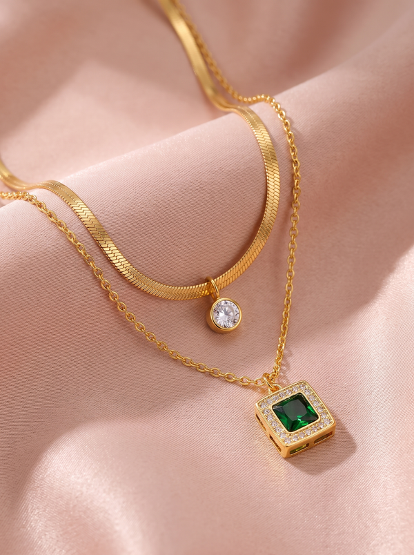 Aurelia Emerald Layered Necklace