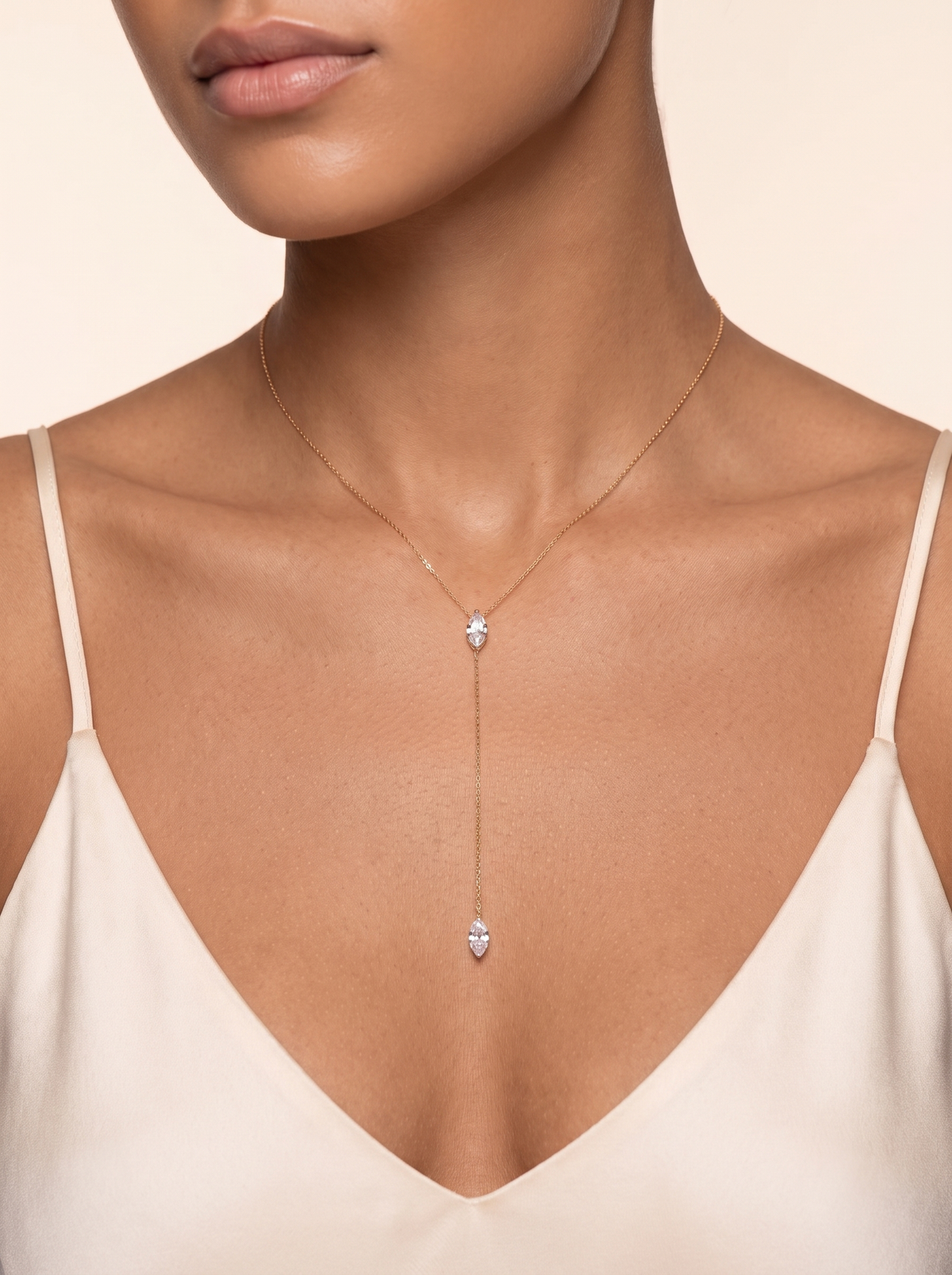 Delphine Gold Y Necklace Gold 2