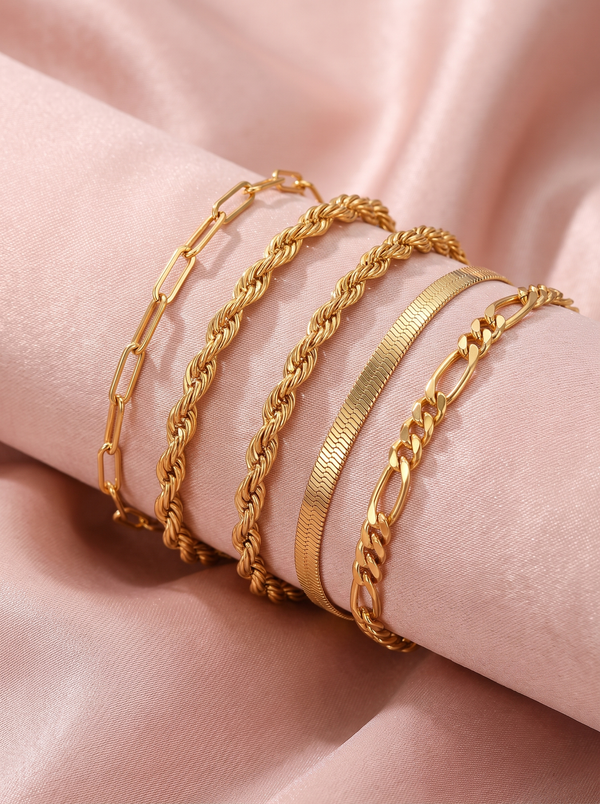 Helena Layered Gold Bracelet Set