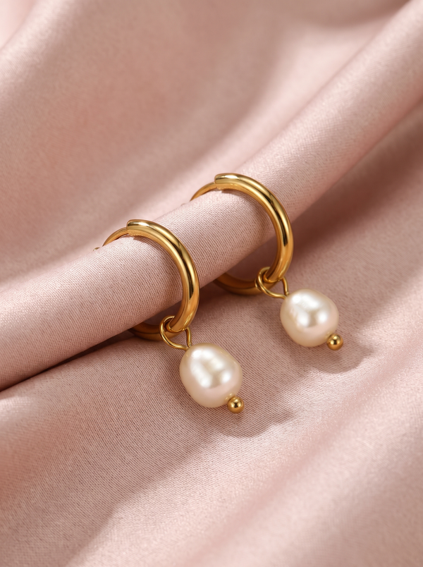 Larkspur Pearl Hoop Earrings
