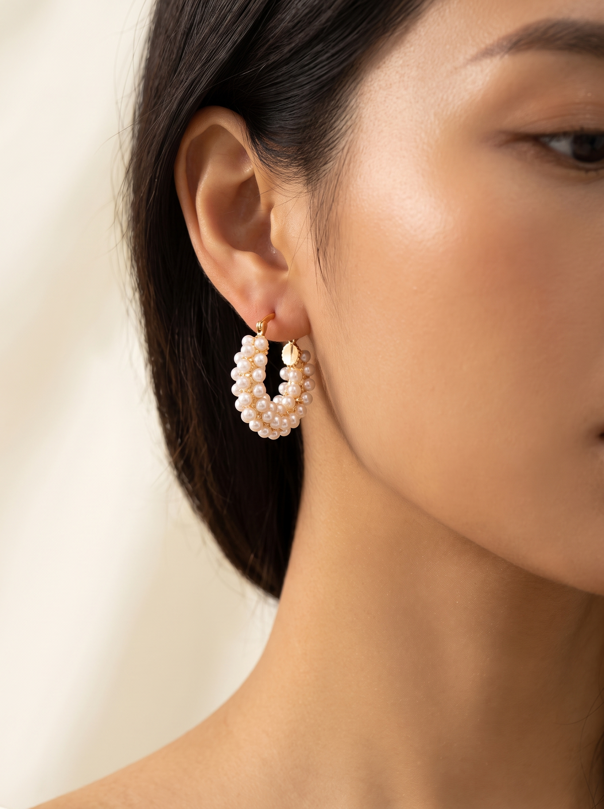 Lilou Pearl Hoop Earrings Multi 2