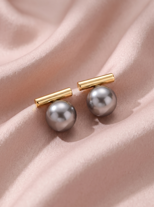 Eulalie Dark Pearl Stud Earrings