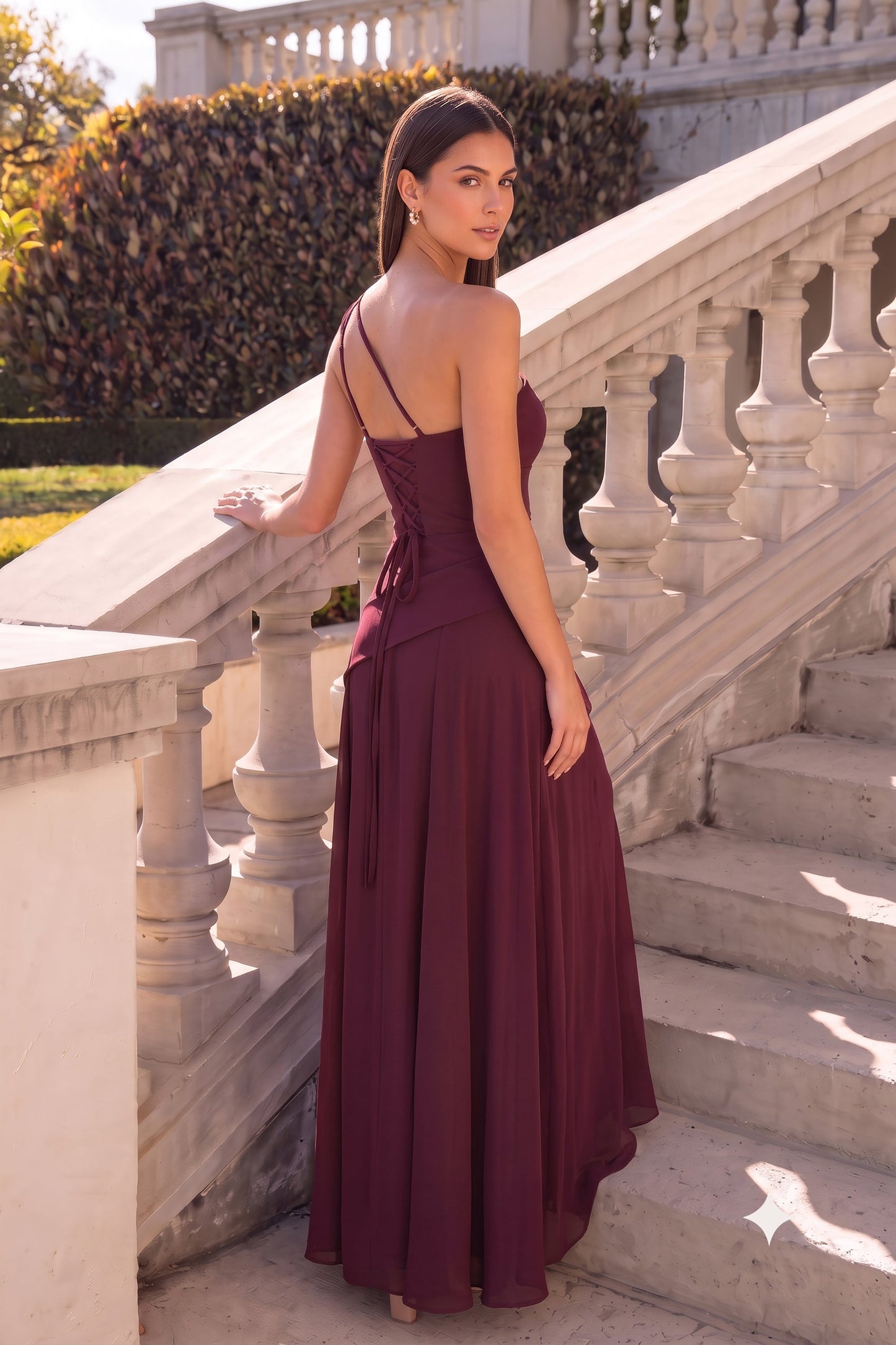 Arabella One-Shoulder Chiffon Dress Daffodil 7
