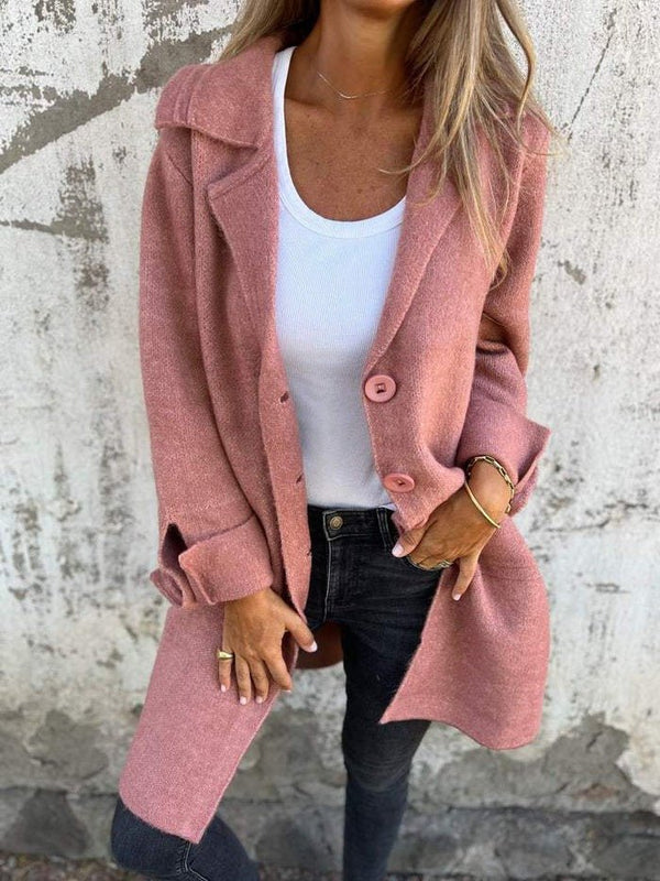 Pippa Lapel Collar Button-Front Coat