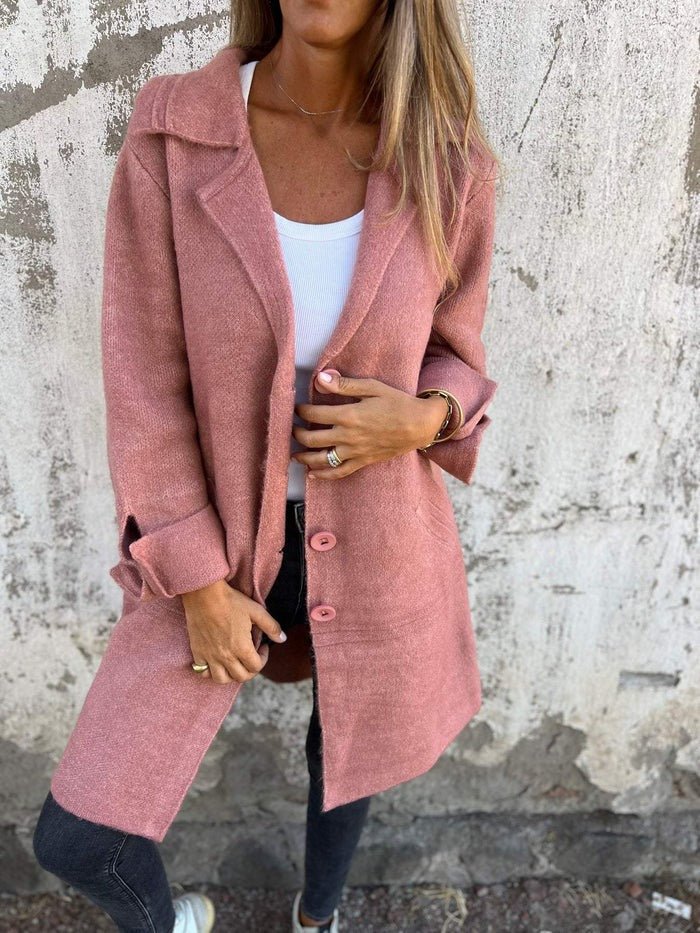 Pippa Lapel Collar Button-Front Coat Purple 9