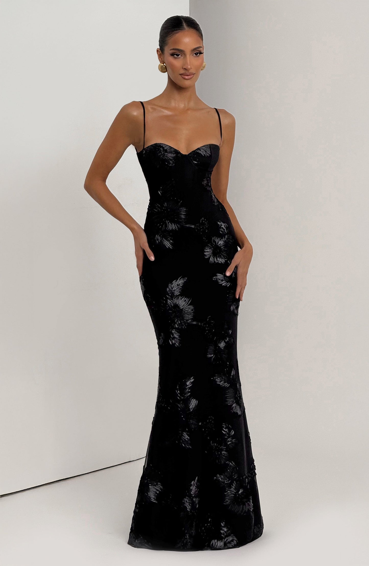 Nefertiti Plum Silk Maxi Dress Black 10