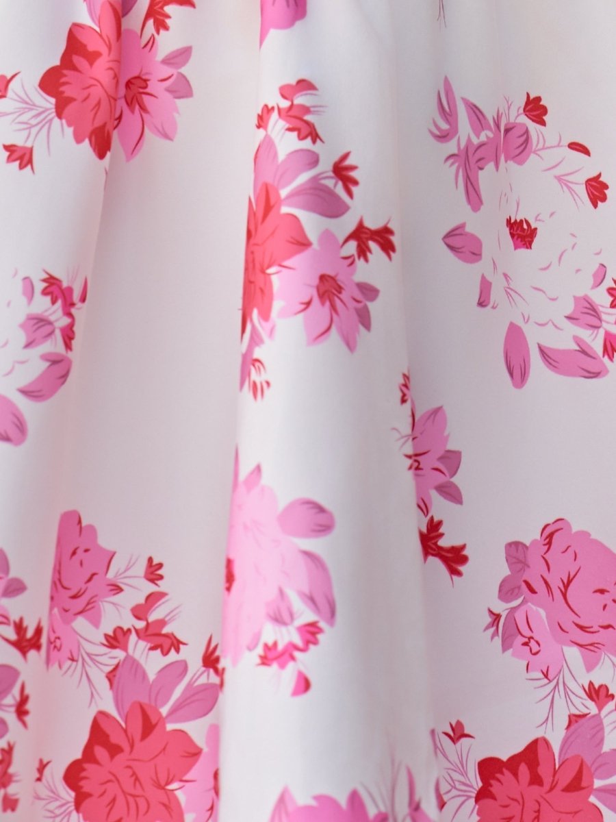 Rosalie Floral Satin A-Line Dress Pink 9