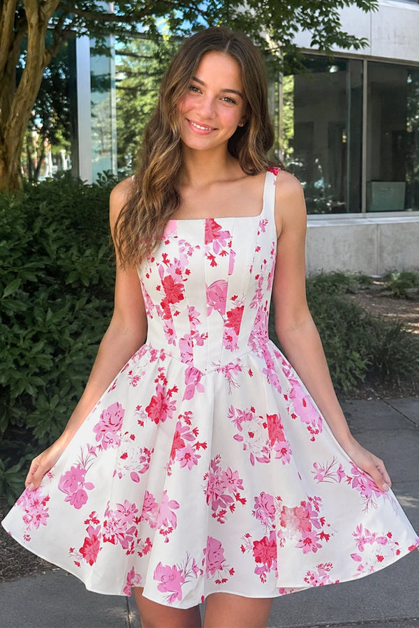 Rosalie Floral Satin A-Line Dress