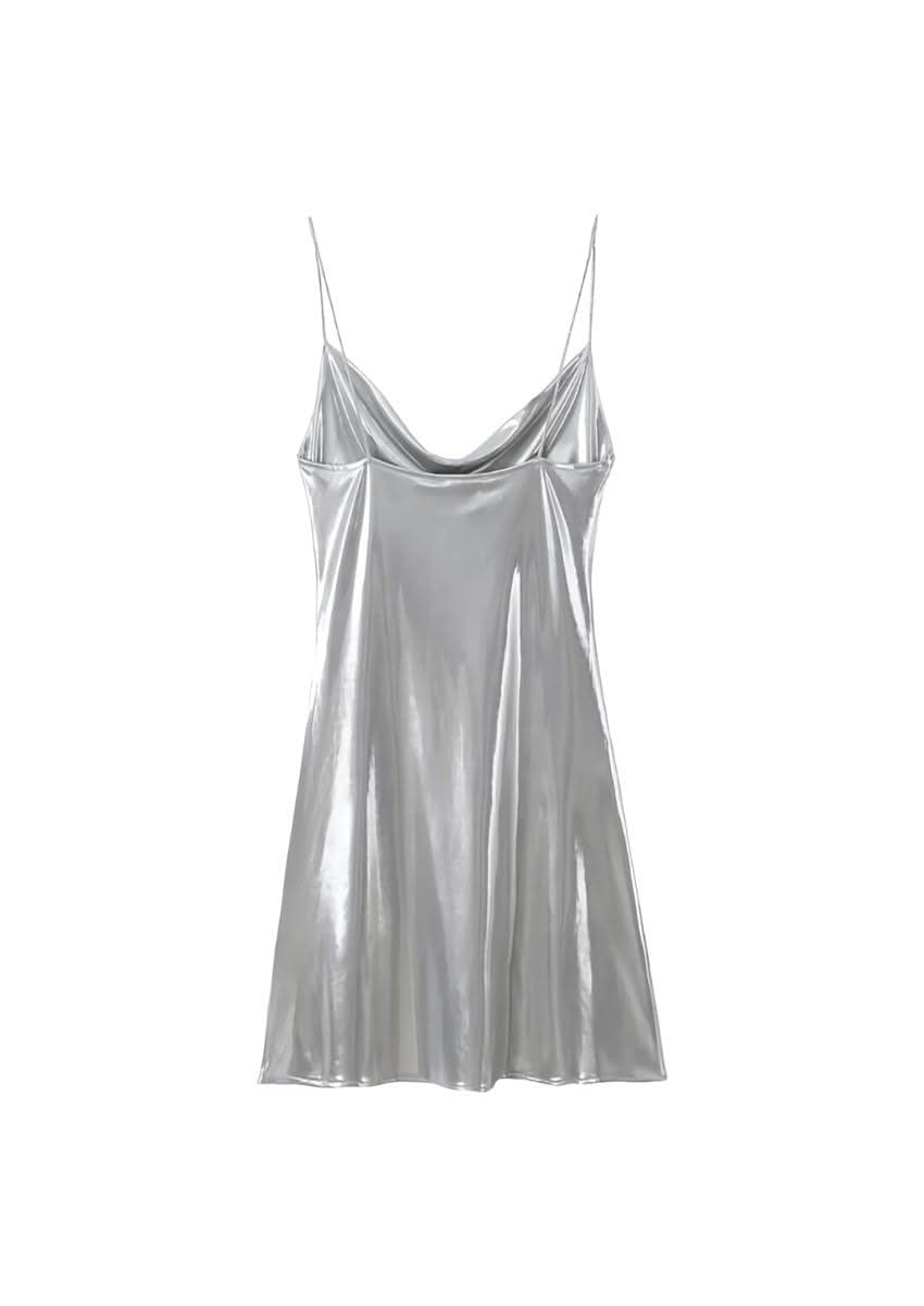 Margot Silver Satin Slip Dress Silver 2
