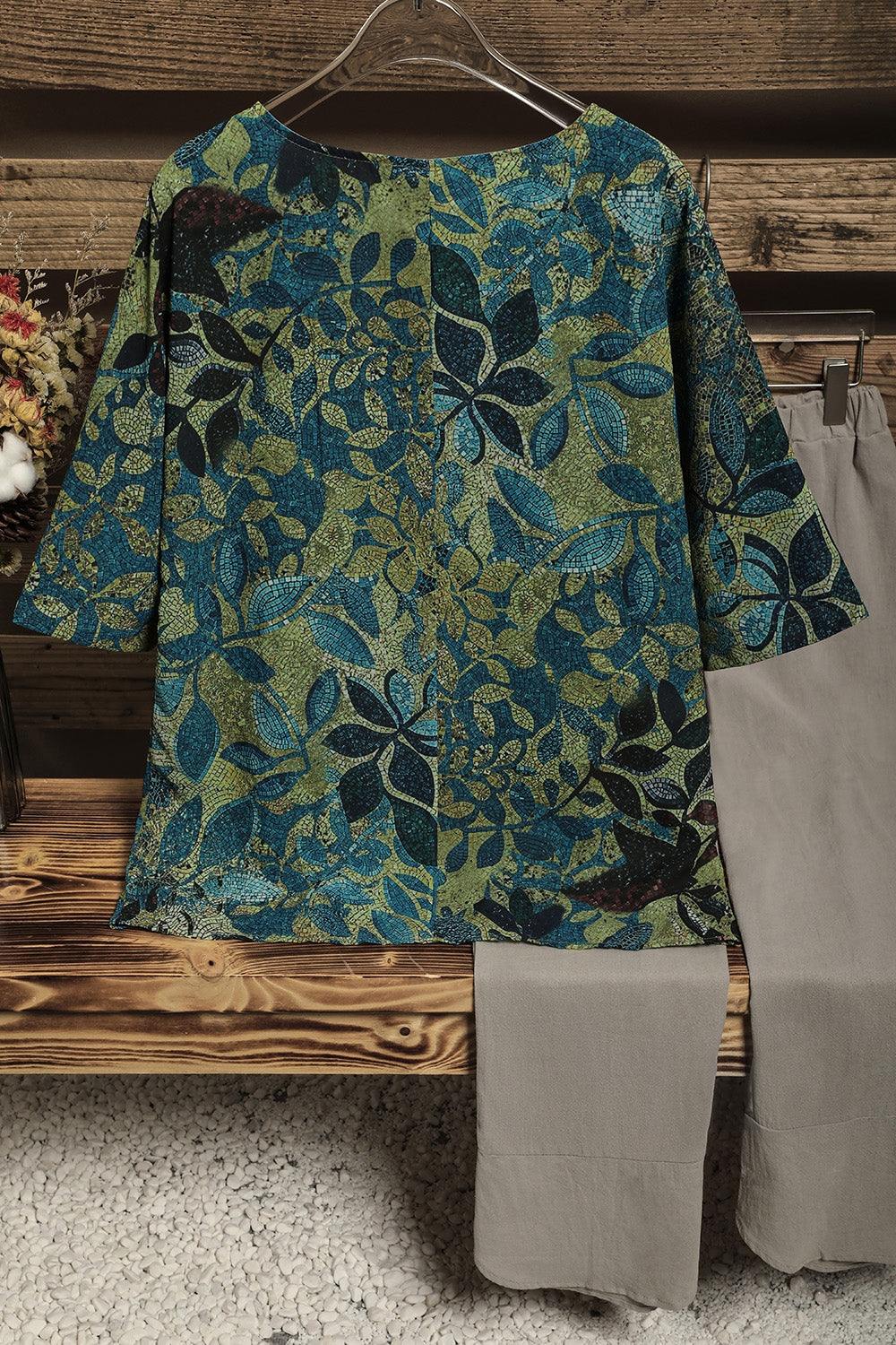 Ivy Round Neck Blouse Green 5