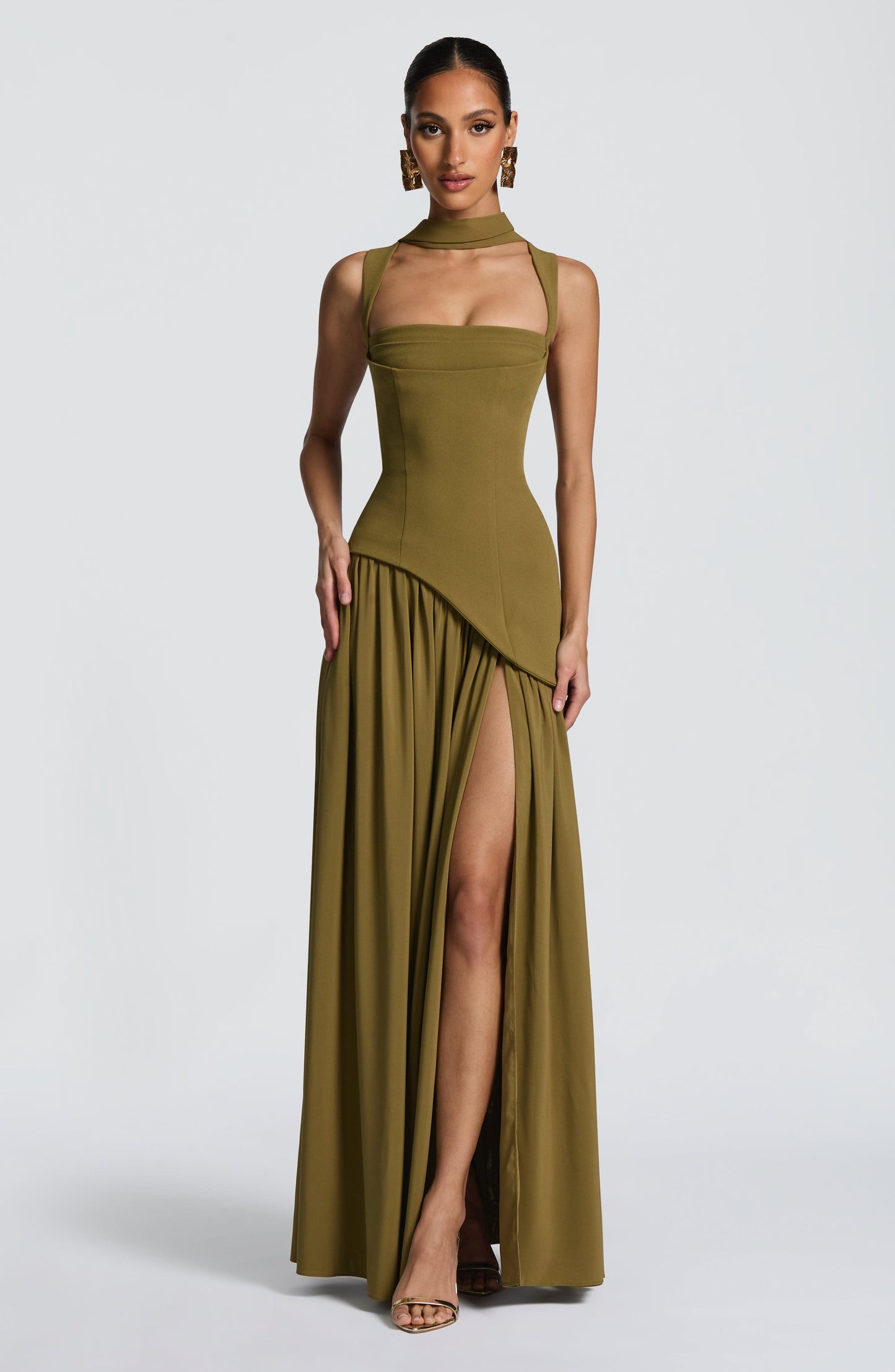 Tullulah Tulle Maxi Dress in Black Deep Olive 10