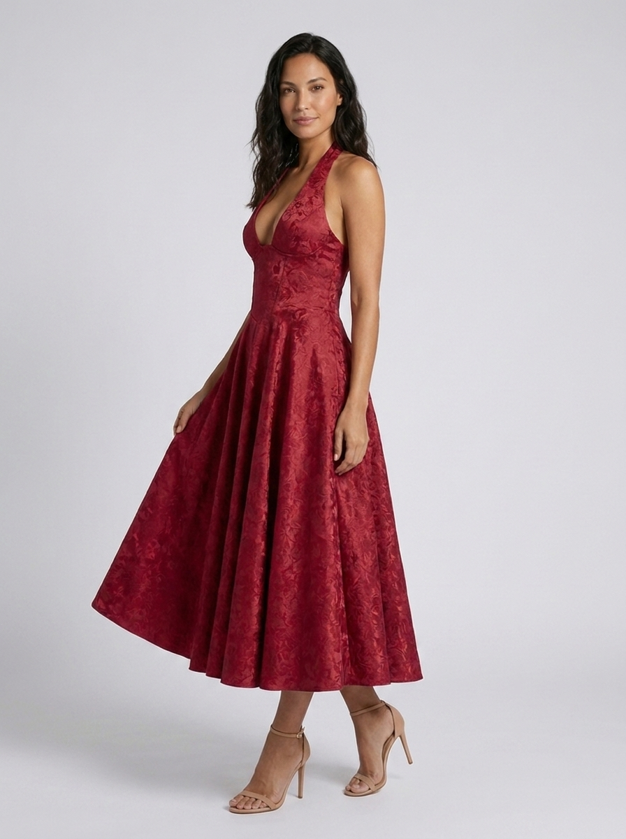 STEPHANIE MIDI DRESS Red side