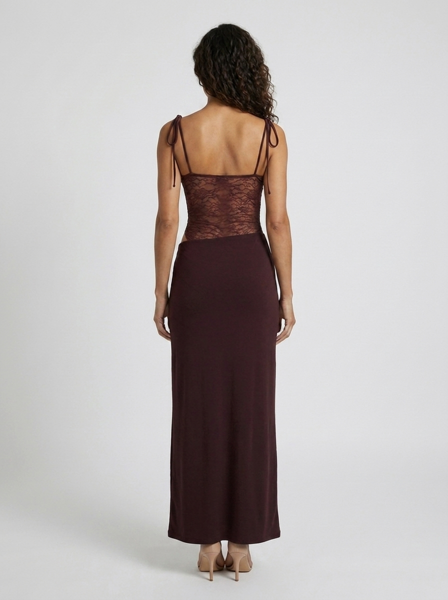 ELINA MAXI DRESS Burgundy back