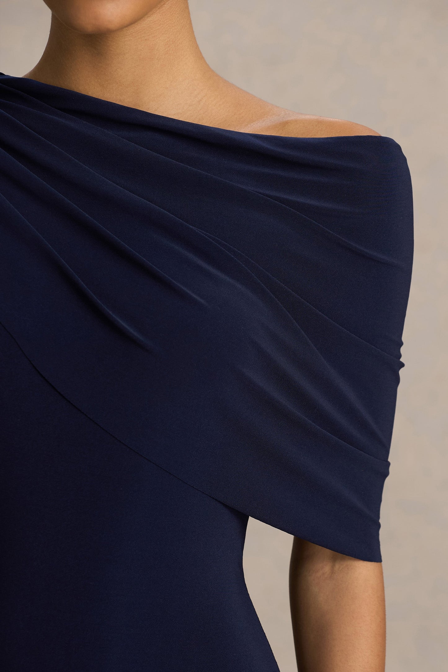 Tiana Navy Asymmetric Maxi Dress Detail 6
