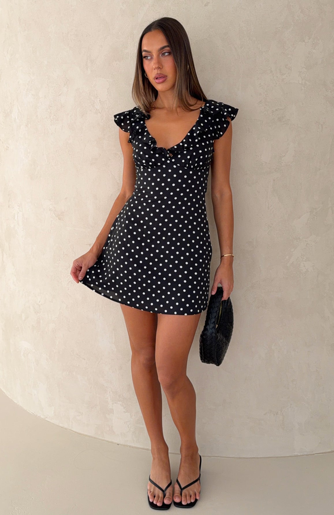 Margot Polka Dot Mini Dress Black 7