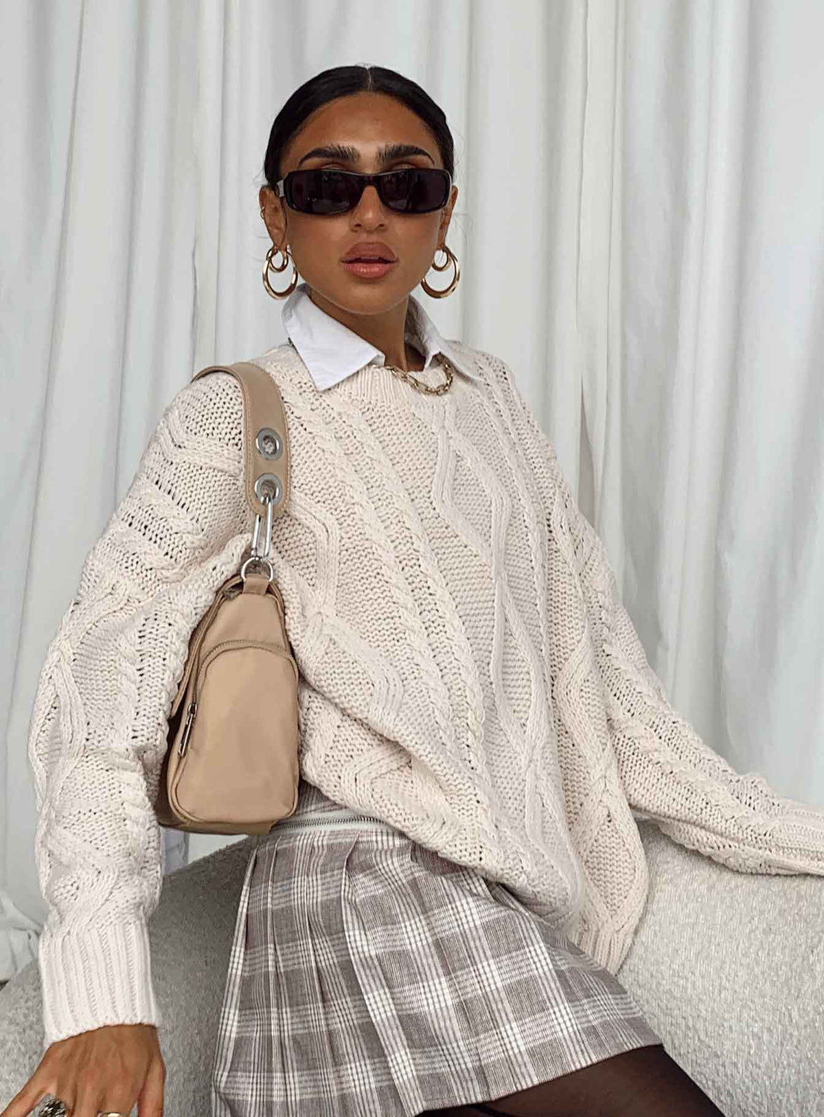 Anaya Oversized Sweater in Cream Beige 6