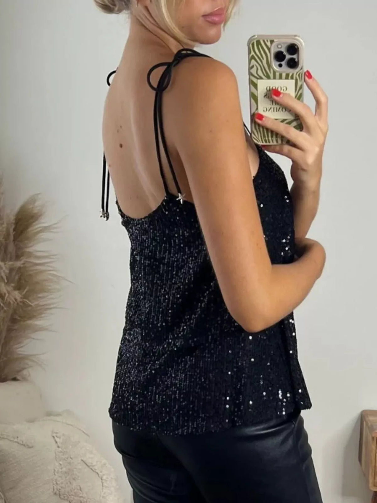 Lucia Sequin Cami Dress Black 6