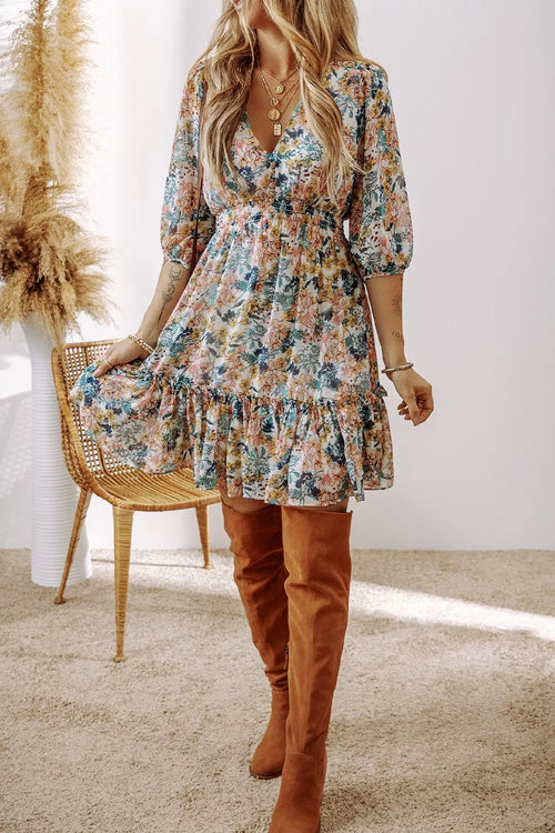 Isadora Floral Ruffle Mini Dress Floral 1