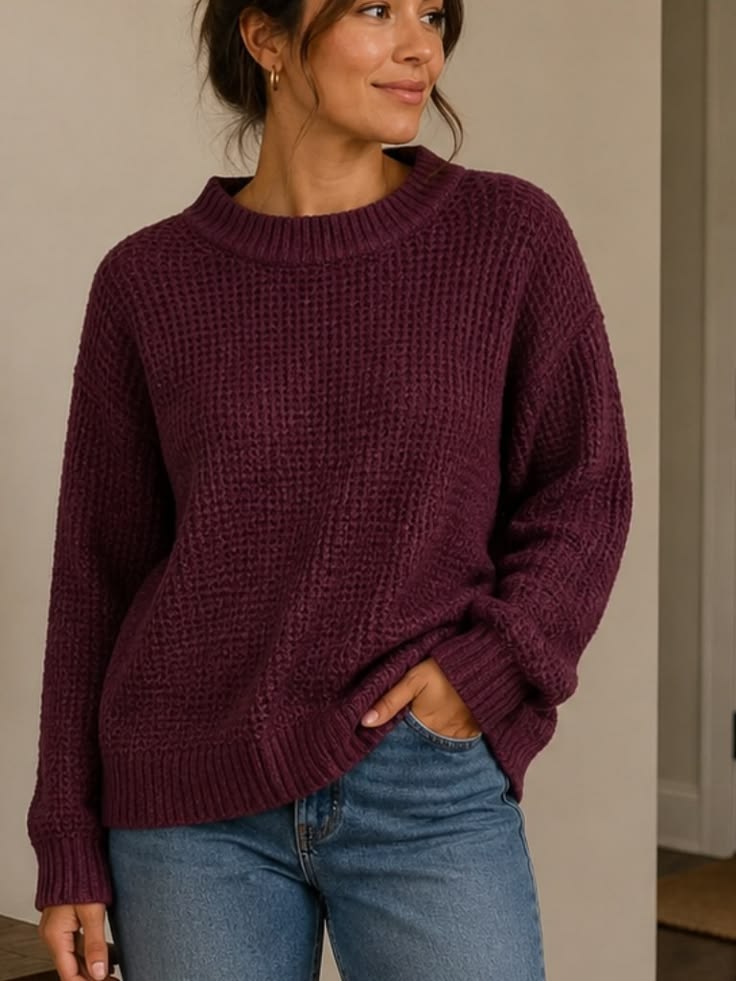 Maeve Oversized Knit Sweater Red 1