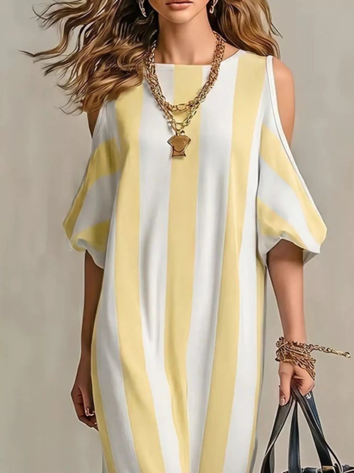 Isadora Striped Cold Shoulder Maxi Dress Black 10