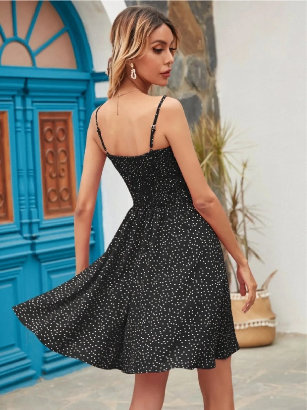 Winnie Smocked Cami Dress Black 7