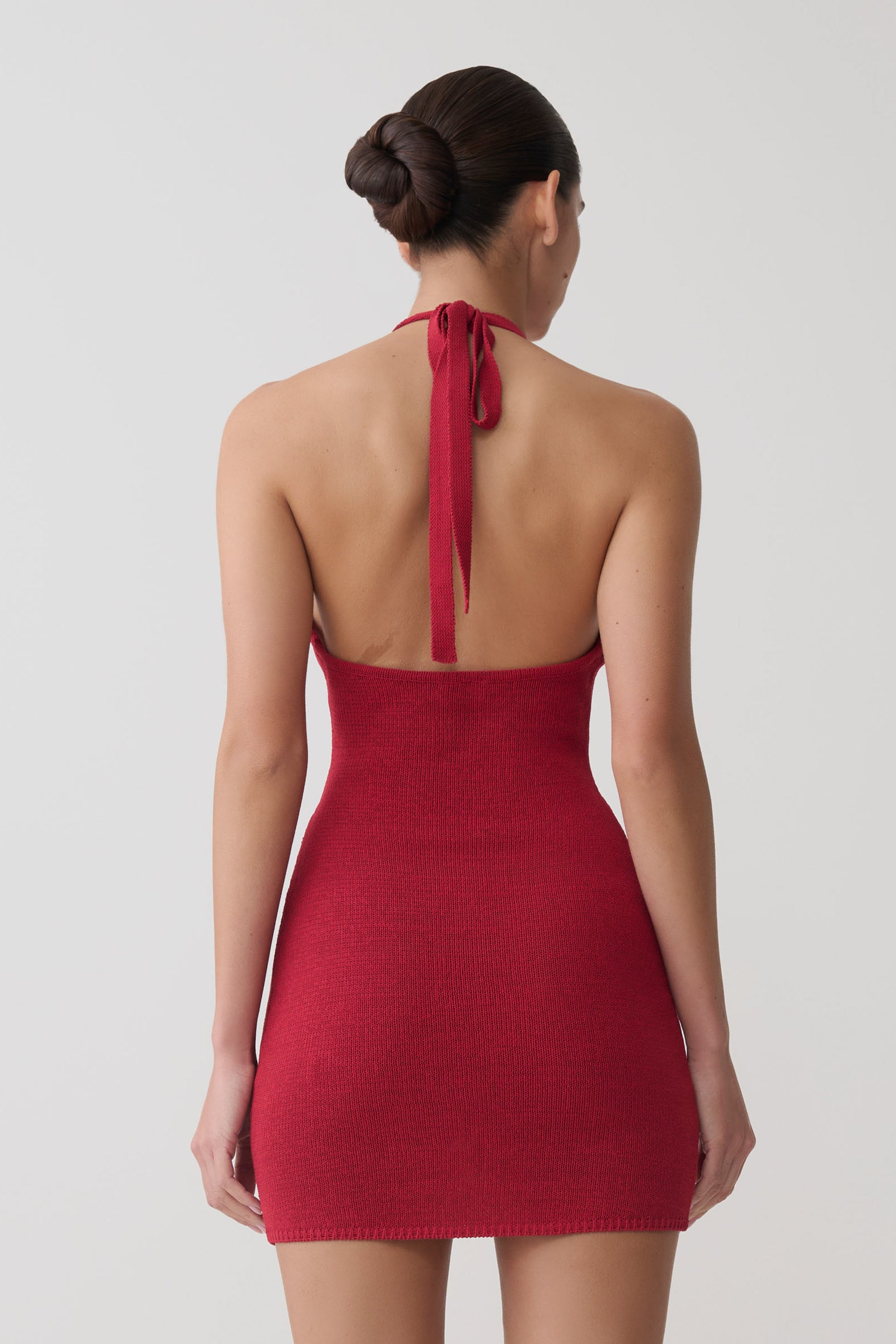 Bodhi Crochet Halter Mini Dress Pomegranate 3