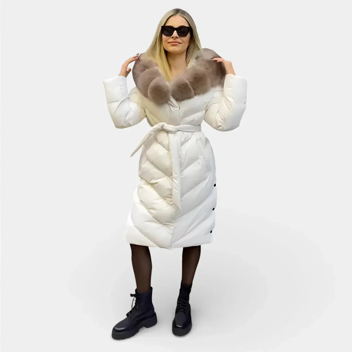 Caris Faux Fur Winter Jacket White 2