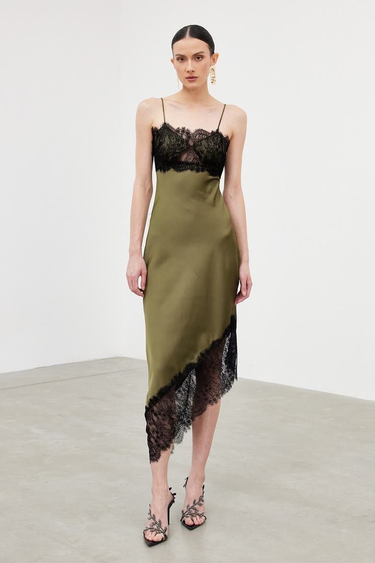Honor Asymmetric Lace Midi Dress Multi 1