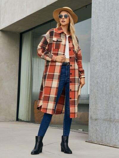 Margot Plaid Trench Coat Caramel 1