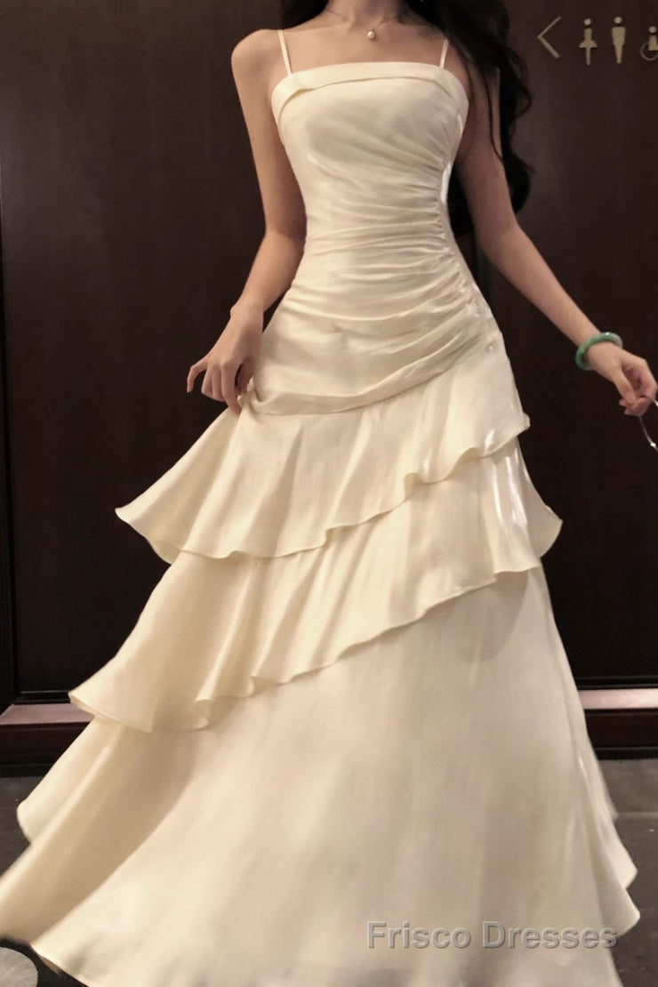 Ophelia Floral Embroidered A-Line Gown Line White Prom Dress features spaghetti straps Evening Dresses 3