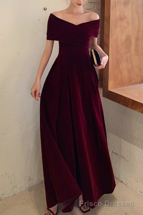Reva Off-Shoulder Burgundy Dress Burgundy 1