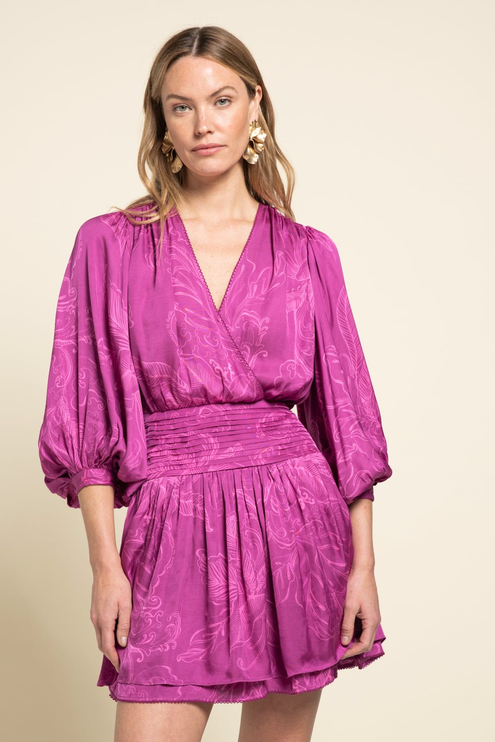 Colleen Jacquard Mini Dress Purple Reef 1