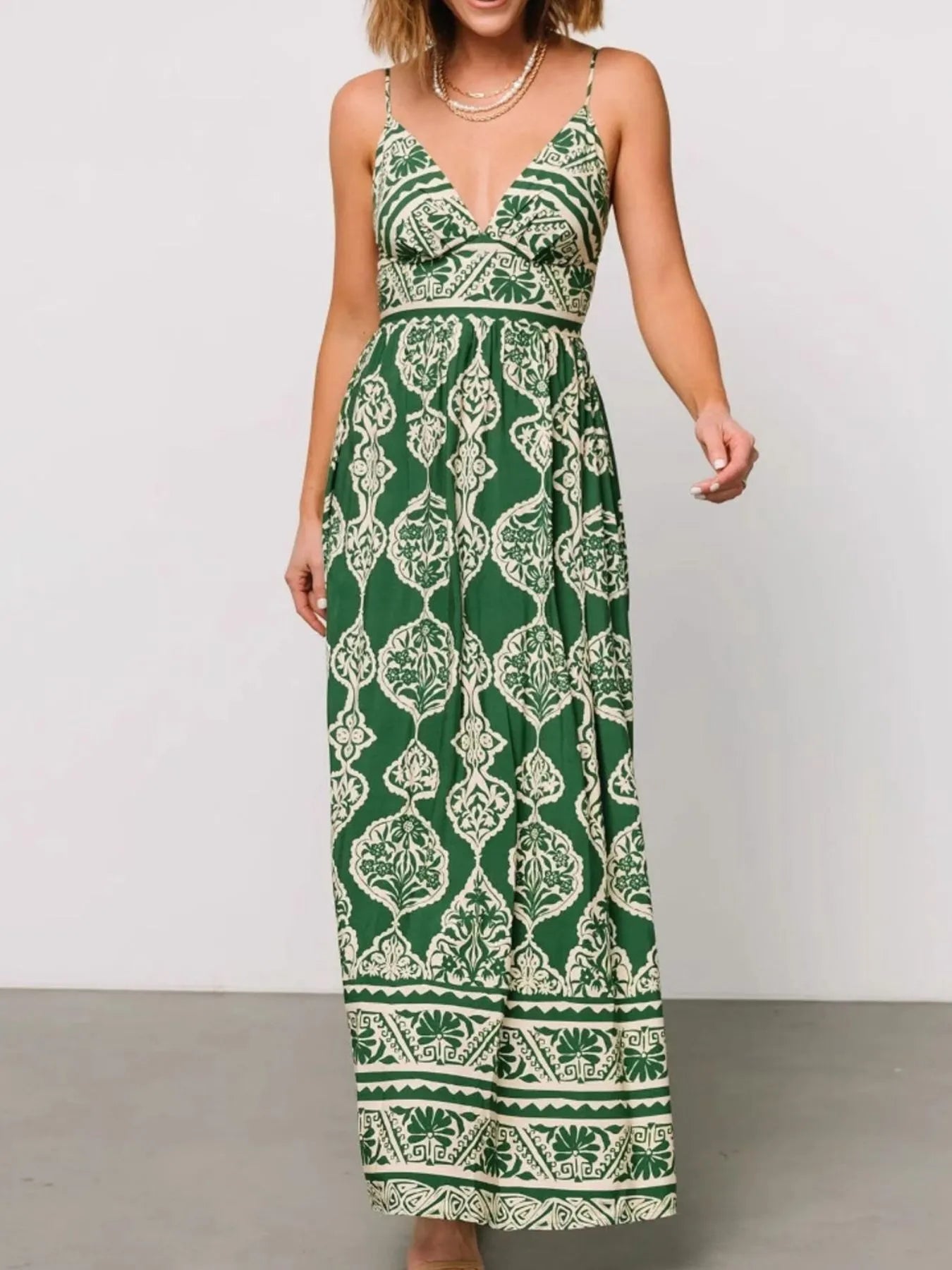 Margot Printed Tiered Dress Neck Maxi Cami Dress 1