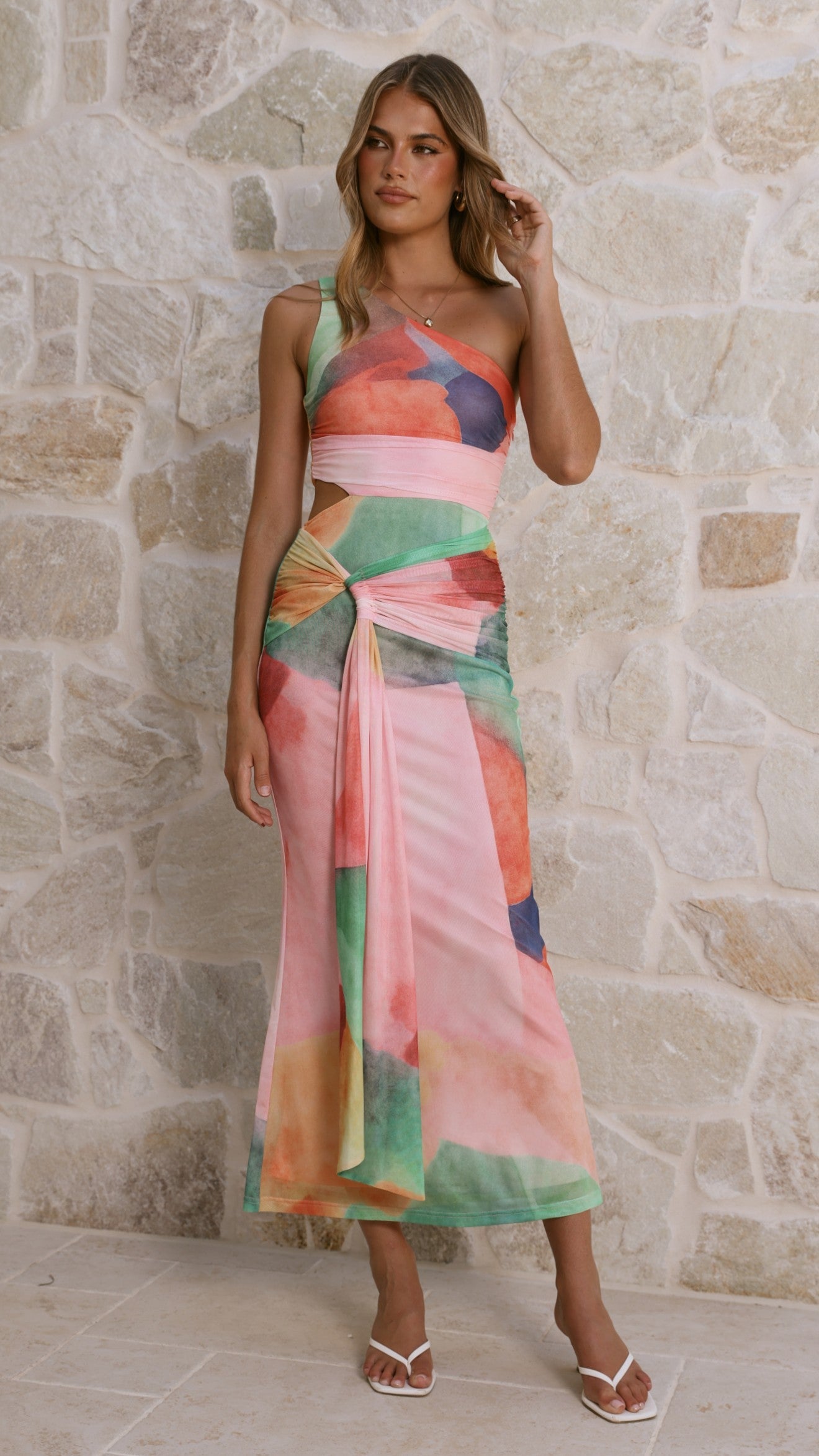 Kourt Maxi Dress in Periwinkle Multi Abstract 4
