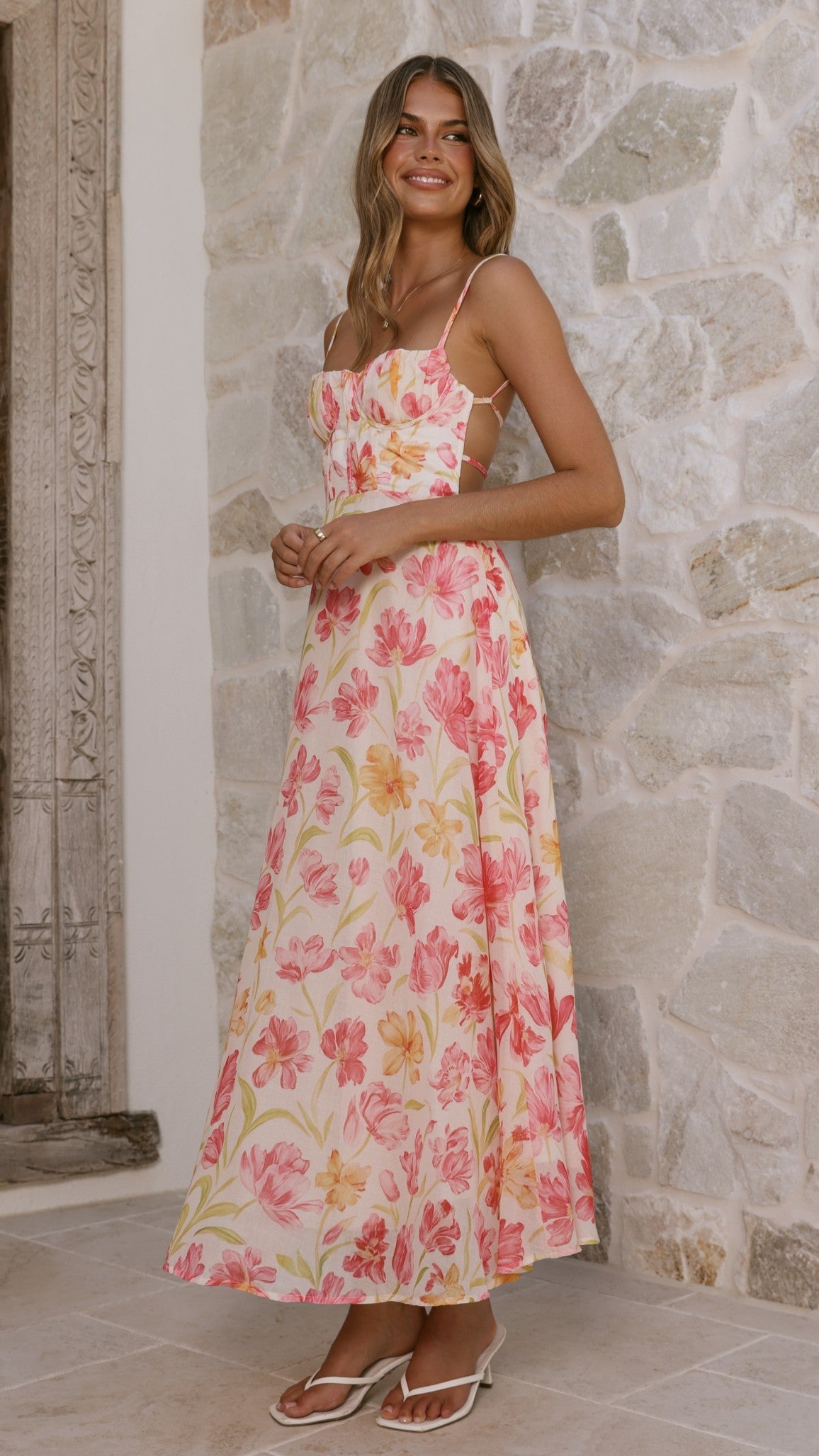 Rahima Floral Maxi Dress Pink/Yellow Flower 7