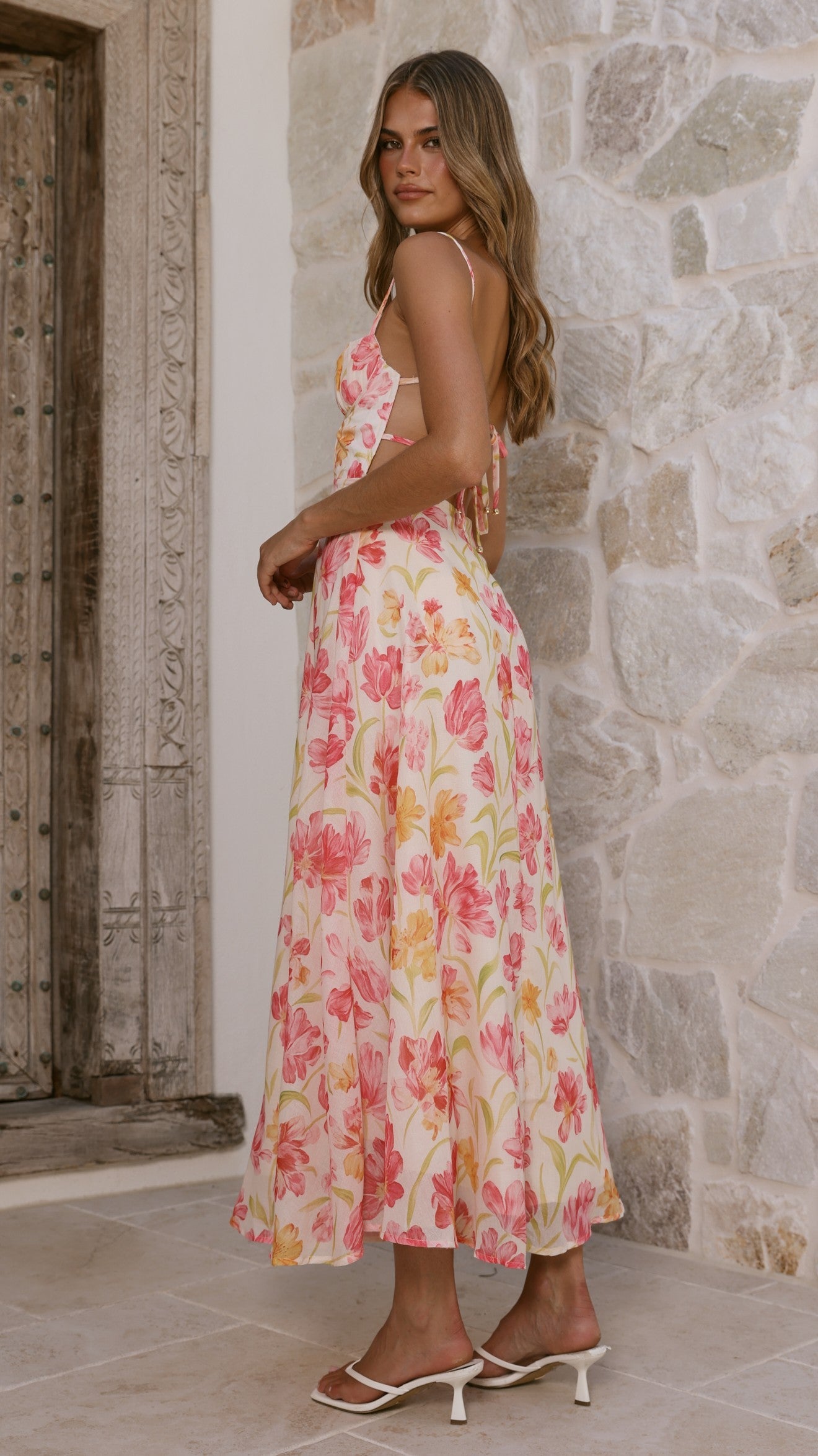 Rahima Floral Maxi Dress Pink/Yellow Flower 3