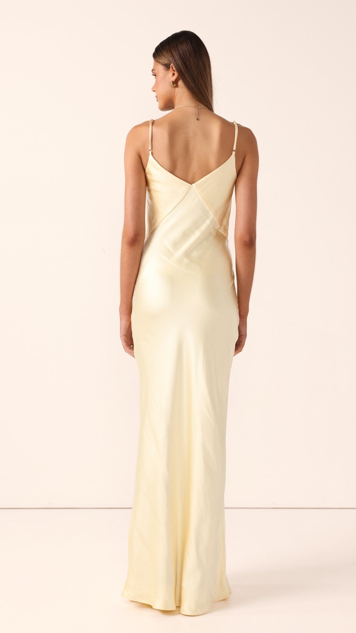 Gisella Satin Maxi Dress in Soft Yellow Yellow 4